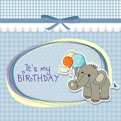 Image showing baby boy birthday card with elephant