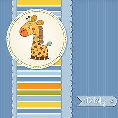 Image showing  baby boy announcement card with giraffe