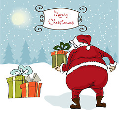 Image showing Santa coming, Christmas greeting card