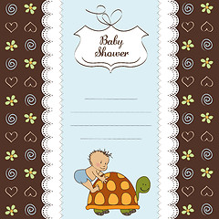 Image showing funny baby boy announcement card