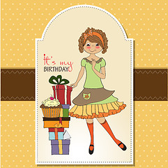 Image showing pretty young girl with gift