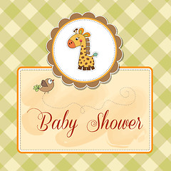 Image showing new baby announcement card with giraffe