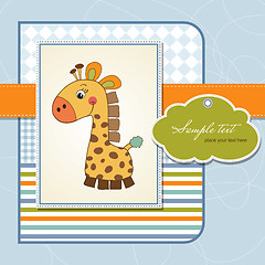 Image showing new baby announcement card with giraffe