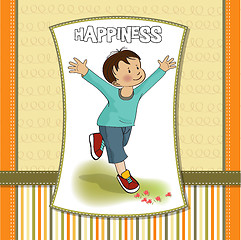 Image showing happy little boy who runs