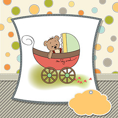 Image showing funny teddy bear in stroller