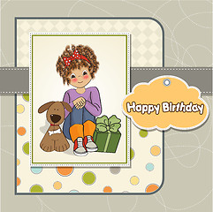 Image showing birthday greeting card with pretty little girl