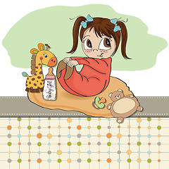 Image showing little baby girl play with her toys
