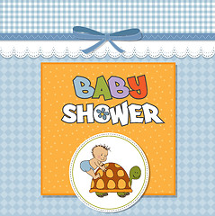 Image showing funny baby boy announcement card