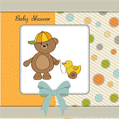 Image showing cute greeting card with boy teddy bear
