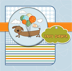 Image showing baby shower card with long dog and balloons