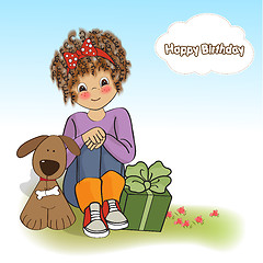 Image showing birthday greeting card with pretty little girl