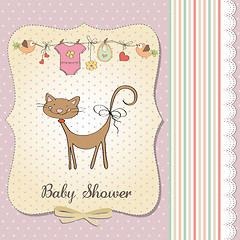 Image showing new baby shower card with cat