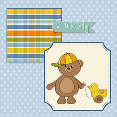 Image showing cute greeting card with boy teddy bear