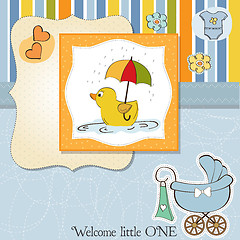 Image showing baby boy shower card with duck toy
