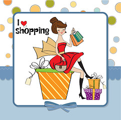 Image showing pretty young woman who is happy that she went shopping