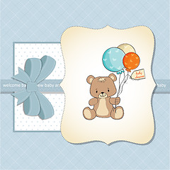 Image showing baby shower card with cute teddy bear