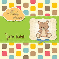 Image showing baby shower card with teddy