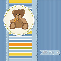 Image showing  baby boy announcement card with teddy bear