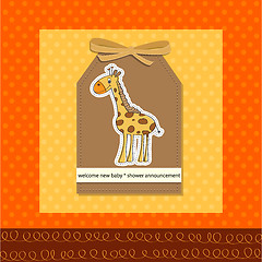 Image showing new baby announcement card with giraffe