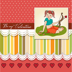 Image showing young pretty girl with cupid bow. valentine's day cardy