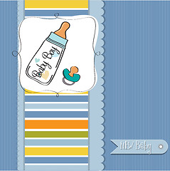 Image showing baby announcement card with milk bottle and pacifier