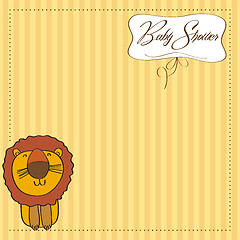 Image showing childish baby shower card with cartoon lion