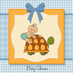 Image showing funny baby boy announcement card