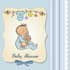 Image showing baby announcement card with little boy