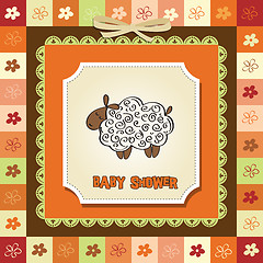 Image showing cute baby shower card with sheep