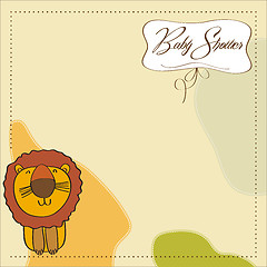 Image showing childish baby shower card with cartoon lion