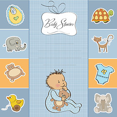 Image showing baby shower card with little baby boy