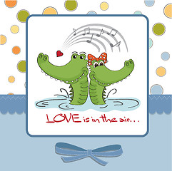 Image showing Crocodiles in love.Valentine's day card