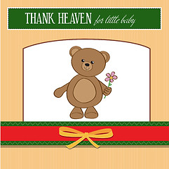 Image showing baby shower card with teddy bear toy