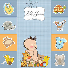 Image showing baby boy shower card