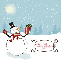 Image showing Christmas greeting card with snowman