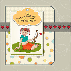 Image showing young pretty girl with cupid bow. valentine's day card