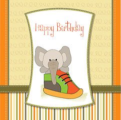 Image showing happy birthday card with an elephant hidden in a shoe