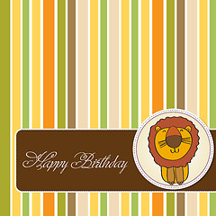 Image showing childish baby shower card with cartoon lion