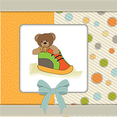 Image showing shower card with teddy bear hidden in a shoe