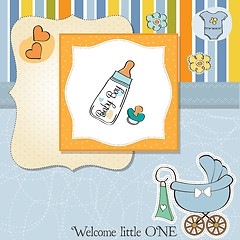 Image showing baby announcement card with milk bottle and pacifier