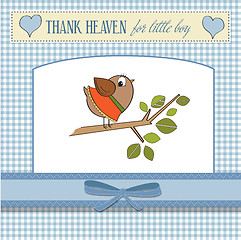 Image showing welcome baby card with funny little bird