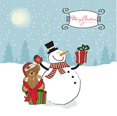 Image showing Christmas greeting card with snowman