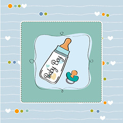 Image showing baby announcement card with milk bottle and pacifier