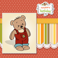 Image showing birthday greeting card with teddy bear