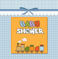 Image showing baby  shower card with toy train