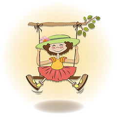 Image showing funny girl in a swing