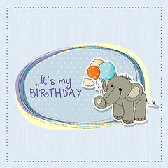 Image showing baby boy birthday card with elephant