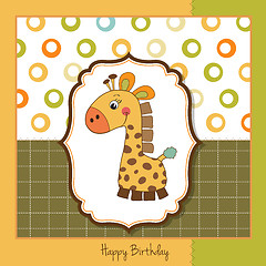 Image showing birthday card with giraffe toy