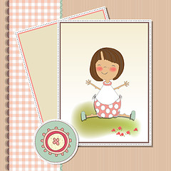 Image showing new baby girl announcement card with little girl