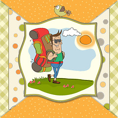 Image showing tourist man traveling with backpack